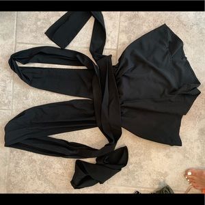 Black tie in the back romper
